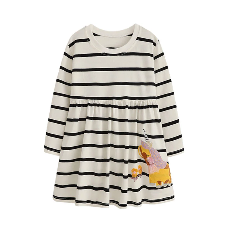 3-8T النحل التطريز طويلة الأكمام الأميرة الفتيات فساتين أزياء الأطفال ملابس الخريف الربيع حزب أزياء الأطفال الفساتين #6