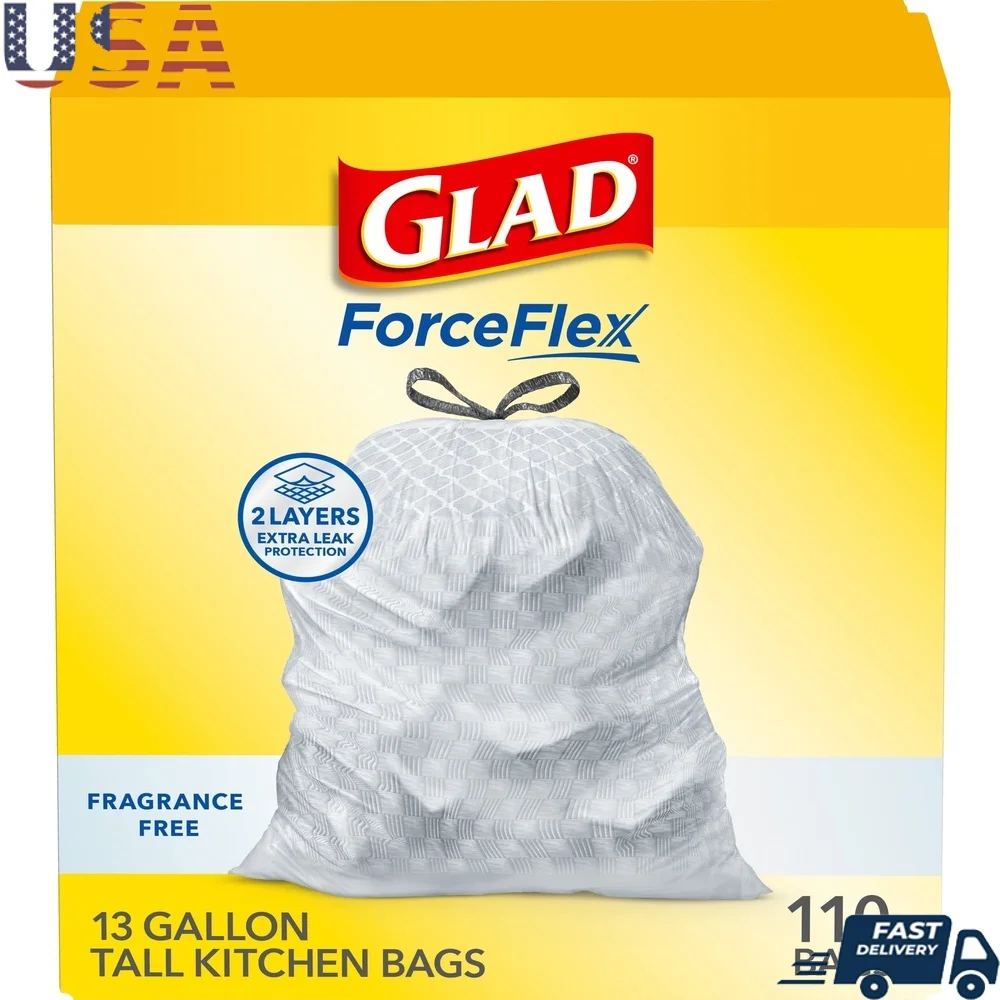 

Прочные 13-галонные мешки для мусора на шнурке, 110 шт., герметичные ручки-банка без запаха, идеальный домашний офис, кухня, гараж, классная комната