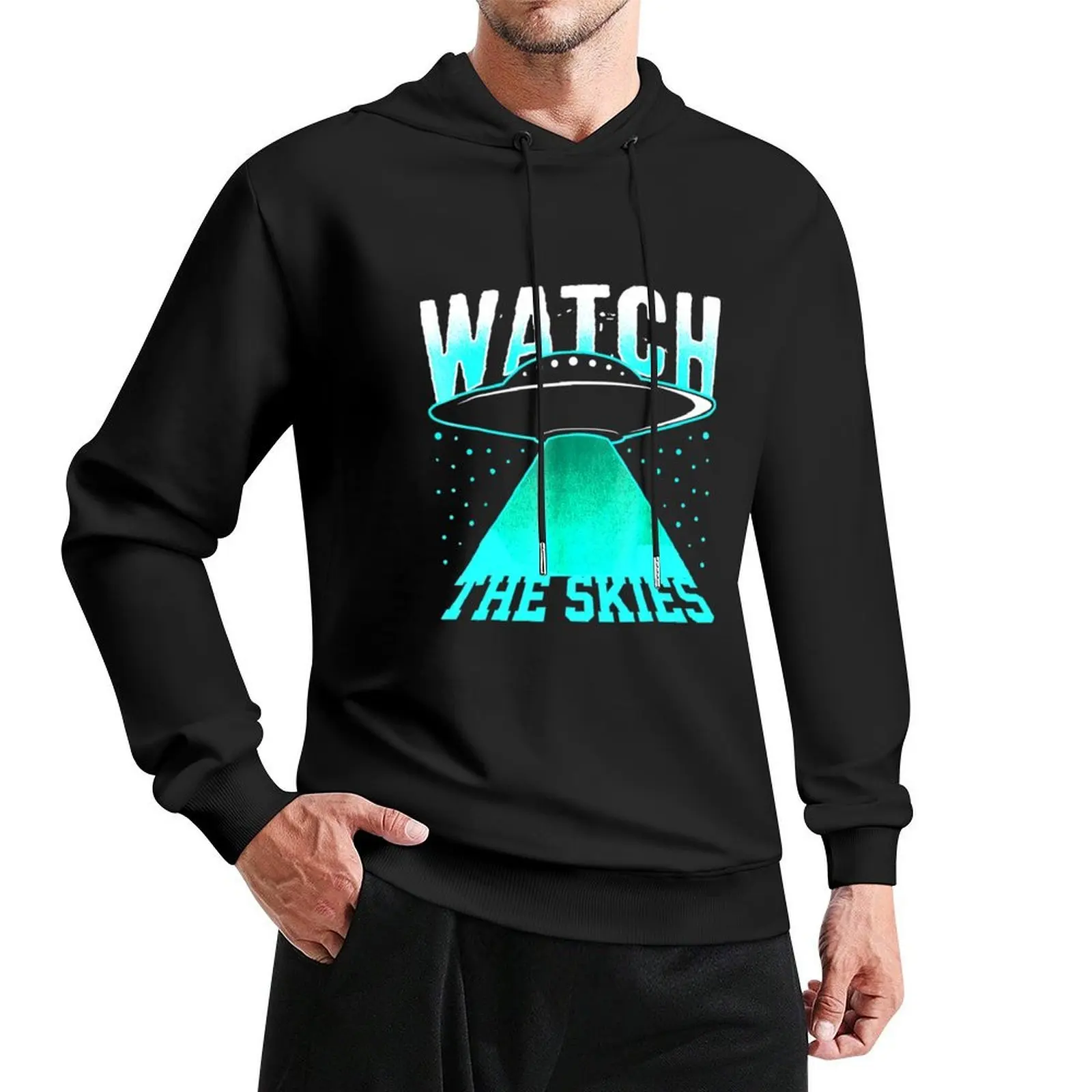 Watch The Skies UFO Alien Spaceship Human Hoodie men's clothes men wear mens clothing autumn jacket men hoodie