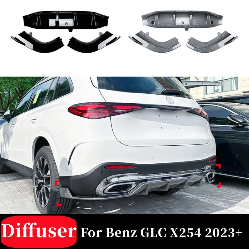 

For Mercedes-Benz GLC Class X254 2023+ GLC260 300 Car Rear Bumper Diffuser Tuning Exterior Body Kit Accessories
