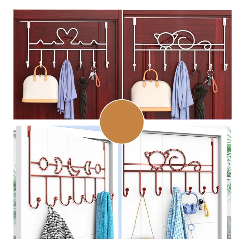 

-November 7-Hook Over Door Hanger Iron Art Bag Clothes Key Scarf Hanging Holder Bathroom Kitchen Home Back Door Organizer