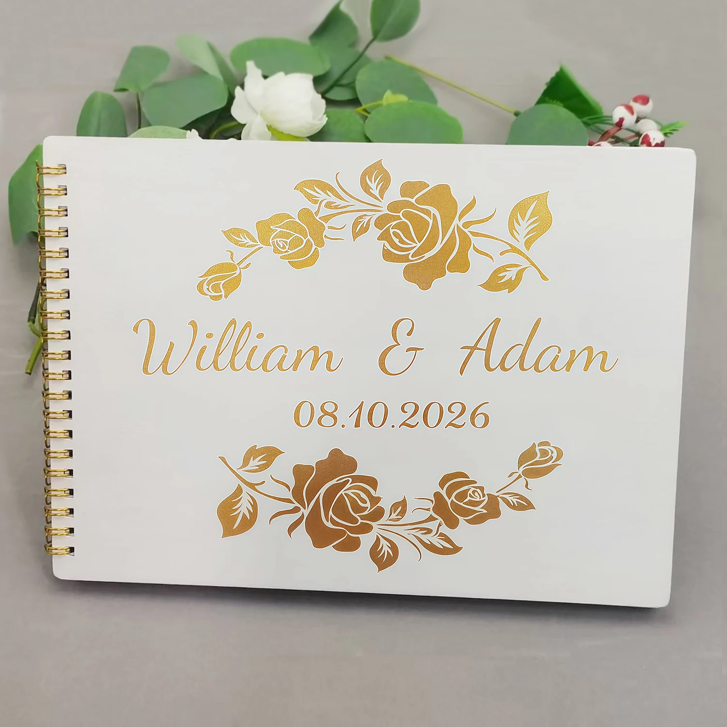 

Personalised Wedding Wooden Guest Book Rustic B5 Sign-in Book Mr Mrs Photo Album Wedding Keepsake Engagement Anniversary Gift