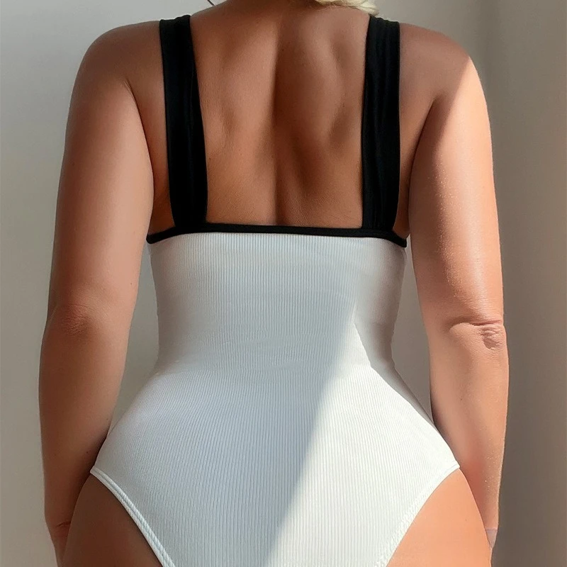 2025 nova moda de uma peça cor sólida com tiras sexy bralette biquíni maiô para praia