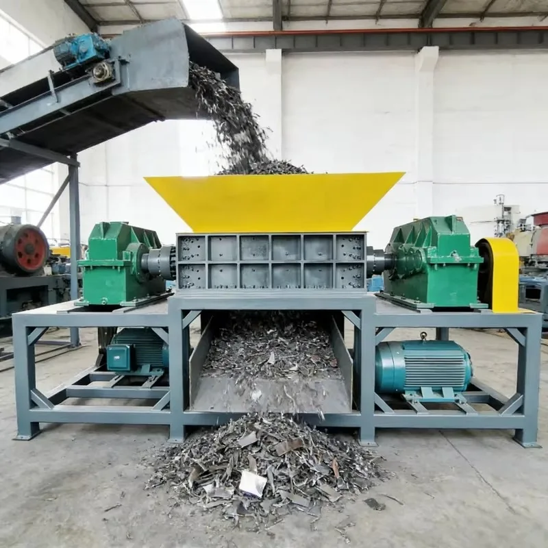 With Solid Steel Rotors Double Shaft Scrap Shredder Industrial Grade Low Noise High Torque For Industrial Waste E Scrap Pallet