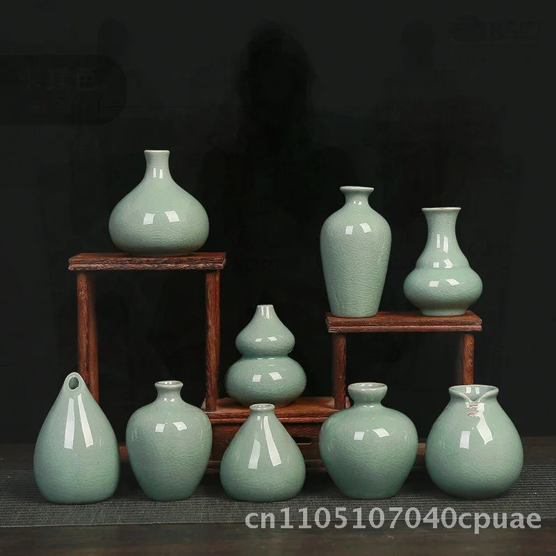 

Creative Mini Ceramic Vase Color Glaze Hydroponic Green Plant Germ Kiln Flower Arrangement Aromatherapy Bottle for Home Decor