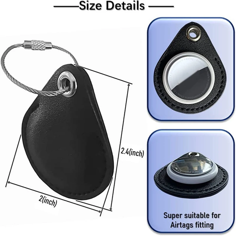 for AirTag Keychain Case Leather for Apple Locator Tracker Protector Airtags Keychain Case Wireless Sleeve for Apple Air Tag