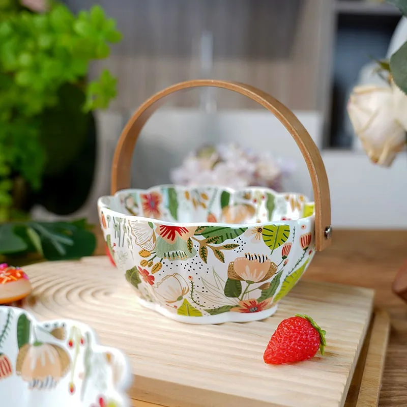 Kleurrijke wolkenbloem handmand, kanten fruitmand Poolse kleur keramische fruitschaal