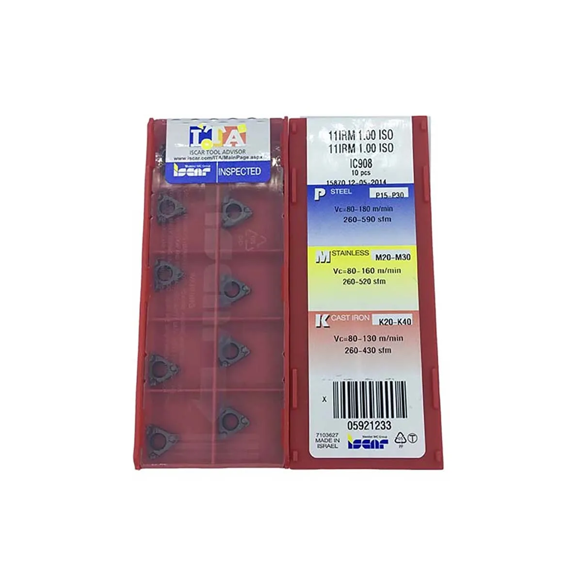 

100% Original 11IRM 1.25/1.50/1.75/2.00/3.00mm ISO IC908 Carbide Threading Inserts for CNC Turning