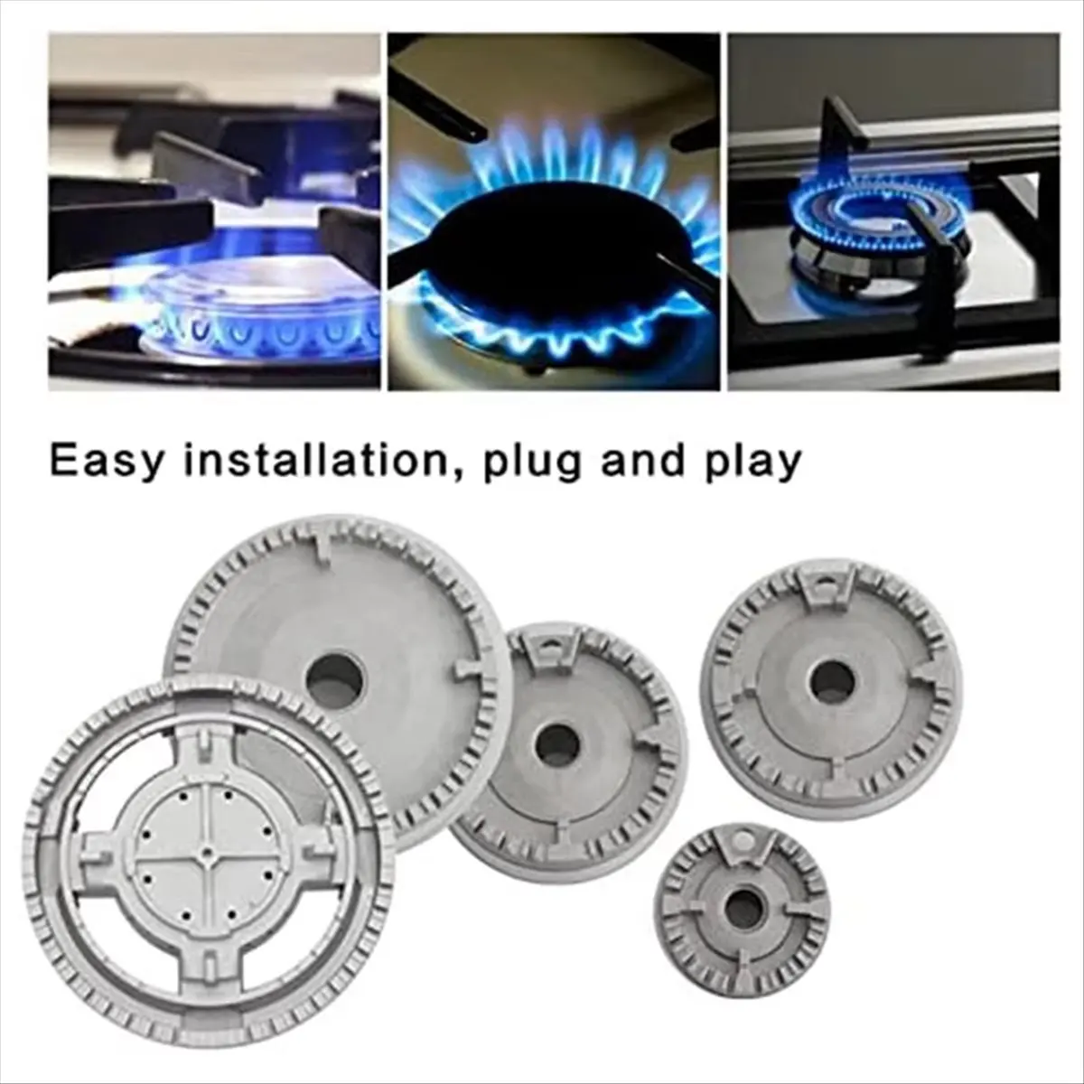 Cooker Hat Set Practical Tool Burners Crowns and Flame Caps Set Oven Flame Ranges Caps Set Metal Texture ForStove-TCES