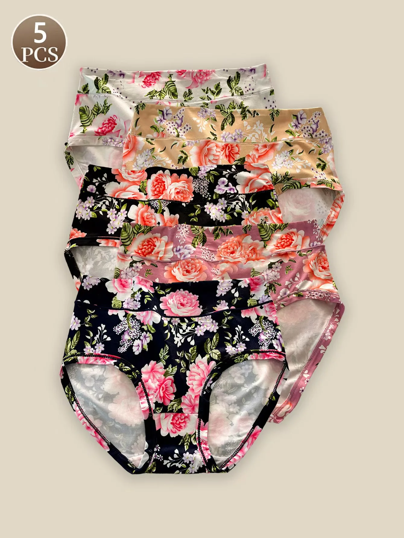 

5 шт. женские трусики большого размера с высокой талией, бесшовные модные мягкие и удобные треугольные брюки с принтом