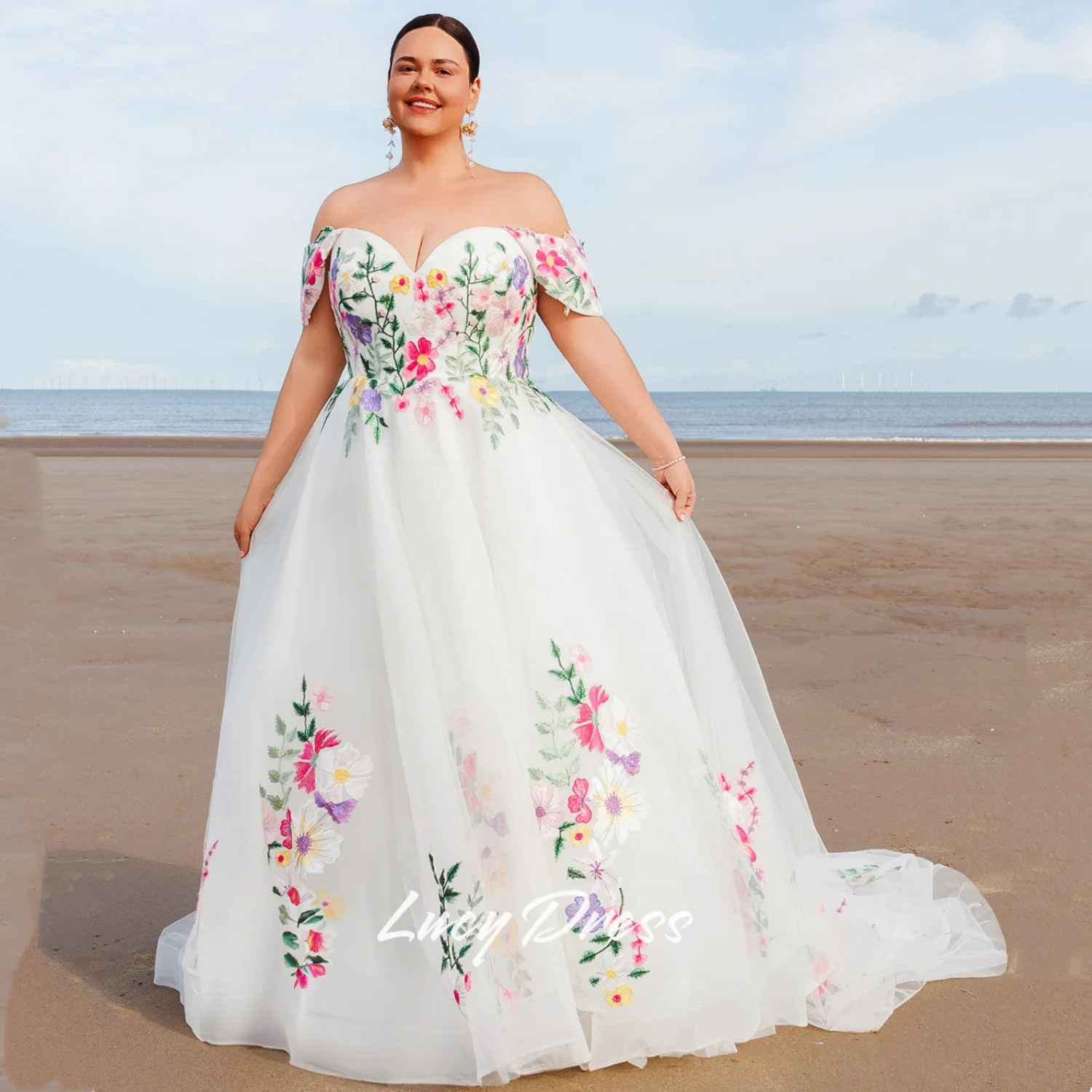 Customized wedding dresses bride vestidos de novia wedding dresses bride Flower fabric white dress Wedding Dress Large Sizes