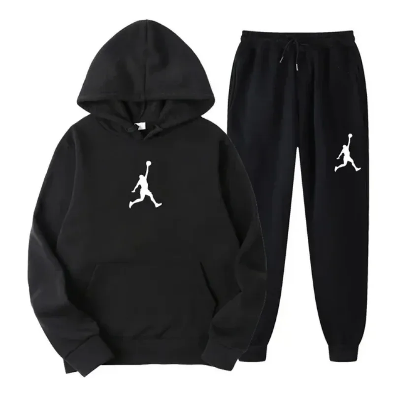 

Fashionable casual men's hooded sweatshirt + pants set, a brand-new outdoor basketball men's outfit