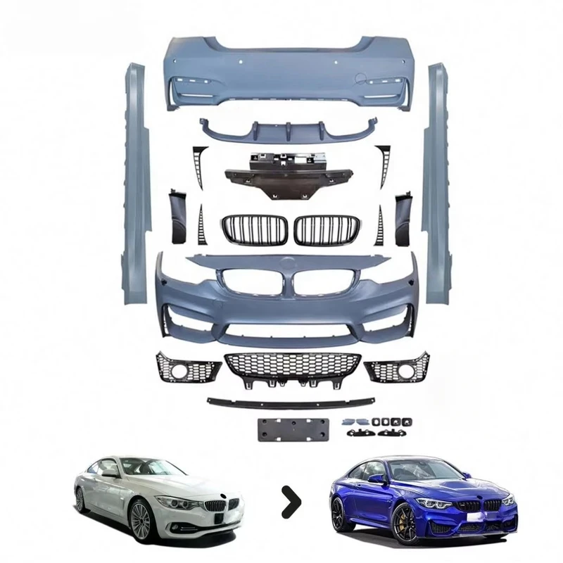 

F32 F33 F36 Front Rear M4 Style Full Body Kit Bumper Side Skirt for s 4 Series F32 F33 F36 Upgrade M4