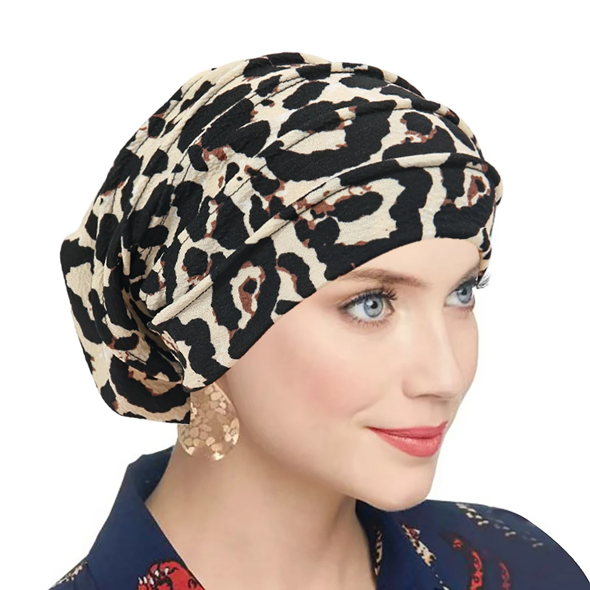 Trendy Gedruckt Blume Kappe Nacht Schlaf Kappe Muslimische Frauen Hijab Leopard Motorhaube Damen Kopftuch Bequem Hut Wrap