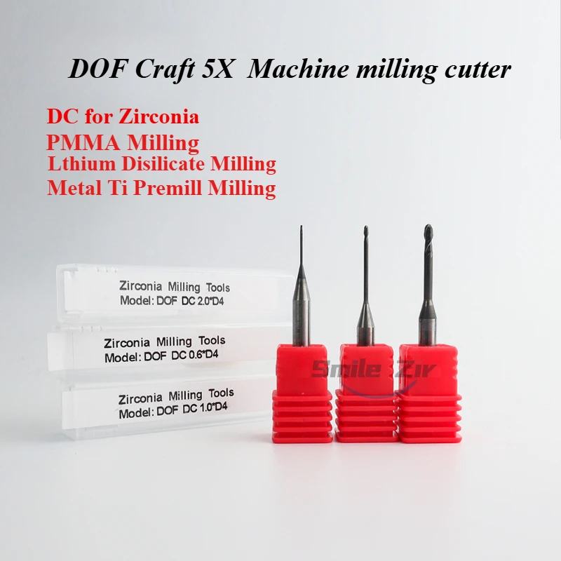 

Фрезерный станок Dental Lab DOF Craft 5X для металла и PMMA, фреза DC для фрезерования зубных коронок из циркония и керамики