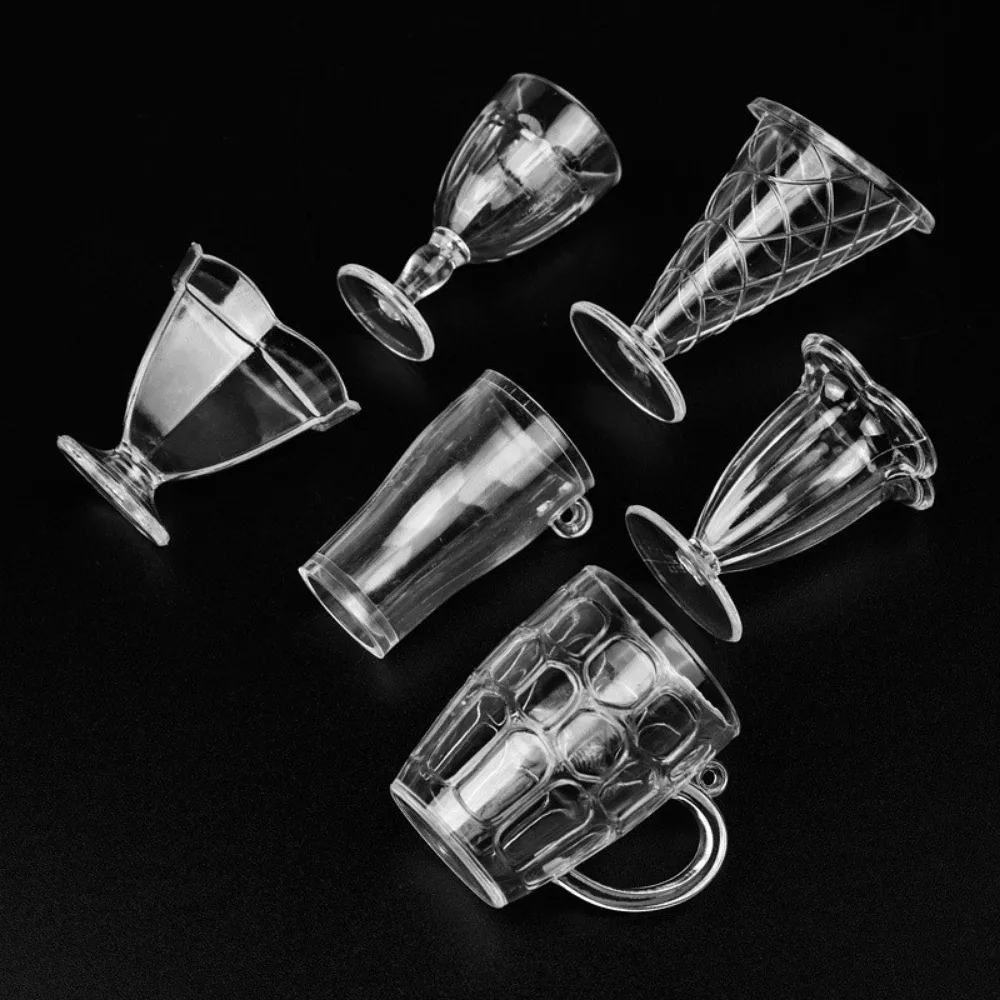 17PCS/Set 1:12 Dollhouse DIY Pretend Play Kitchenware Toy Model Toy Transparent Drink Cups Dish Miniatures Mini Cups Plastic