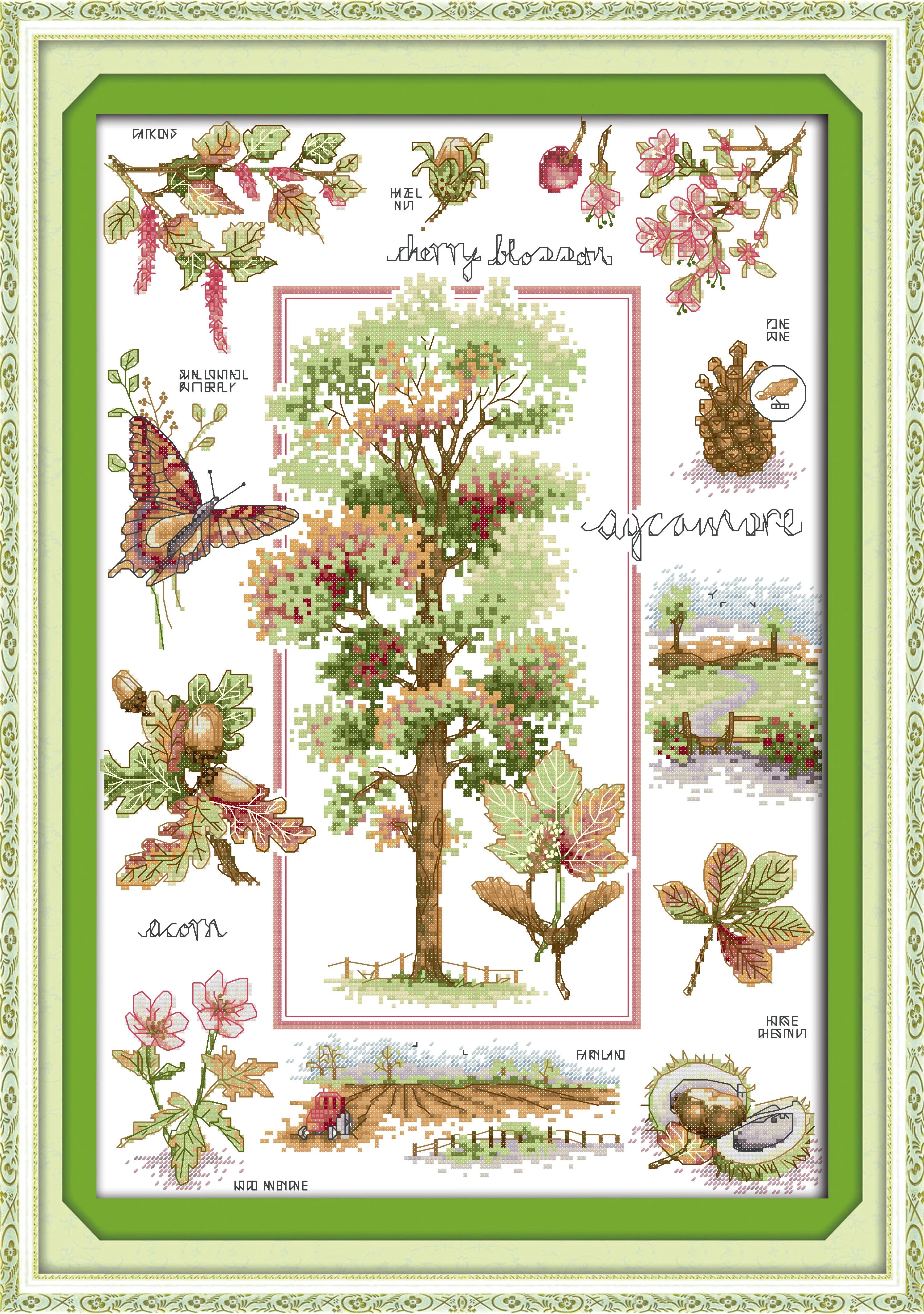 Cross-stitch Complete Set Botanical Garden Pattern Stamped Printed Counted Unprinted Cloth DMC Needlework Home Decor