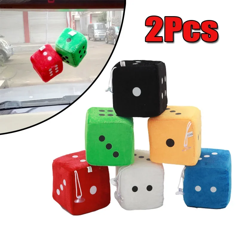 Colorful Plush Dices Car Hanging Pendant Dice Auto Rearview Mirror Styling Charm Ornaments Car Interior Decoration Accessories