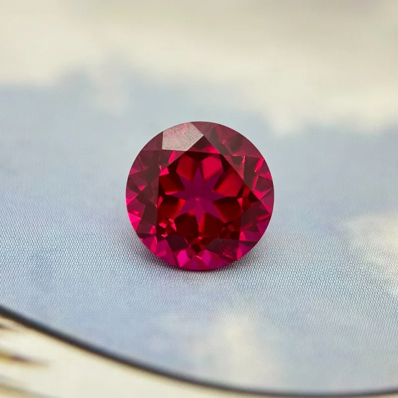 Runder Schliff, im Labor gezüchteter Rubin, rote Farbe, Schmuckstein für DIY-Schmuckherstellung, wählbares Zertifikat, bestanden bei Diamantprüfer – Detail 3