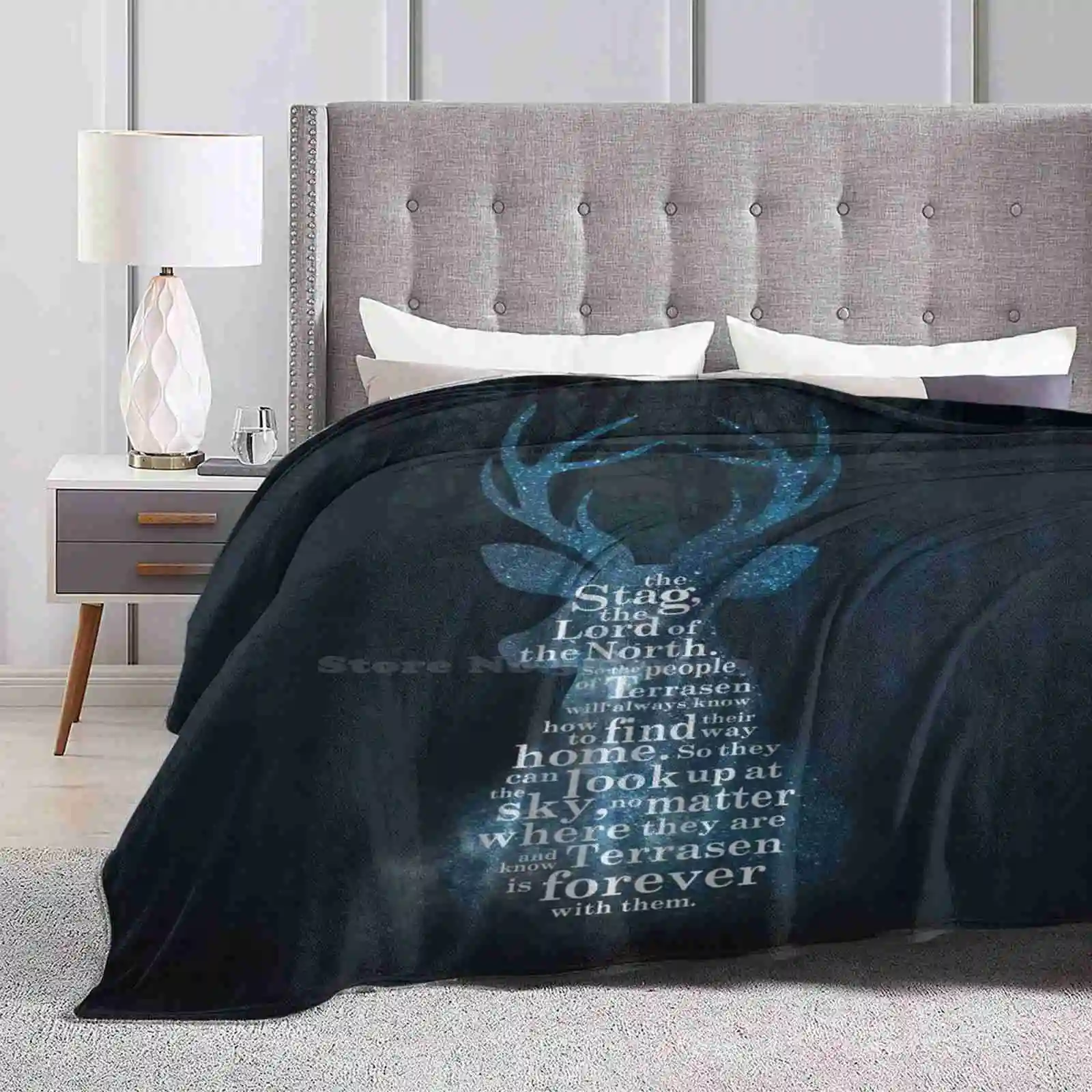 Throne Of Glass-The Stag , The Lord Of The North New Selling Custom Print Flannel Soft Blanket Throne Of Glass Tog Terrasen