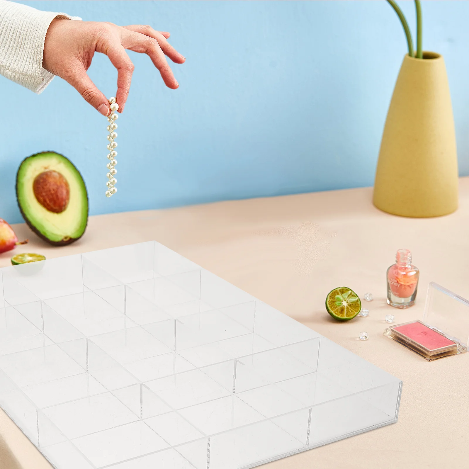 

Clear Acrylic Jewelry Tray Large Capacity Storage Organizer Display Plate for Rings Earrings Necklaces Bracelets Watch Keys