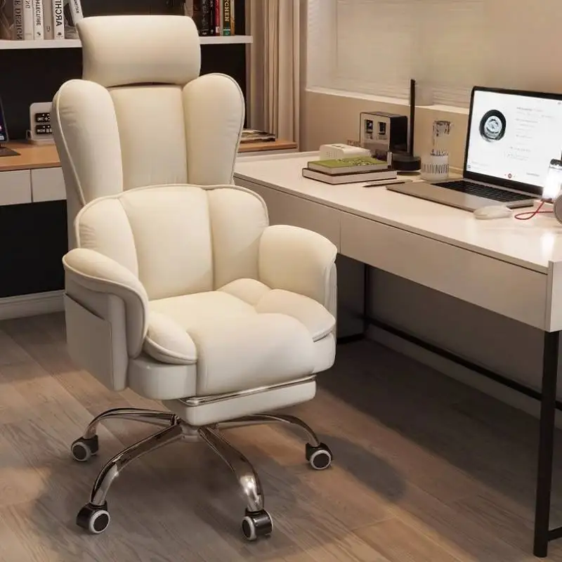 

Бежевый офисный стул с подушкой на колесах, эргономичный офисный стул с расслабляющим дизайном, удобная мебель для спальни Sillas Escritorio