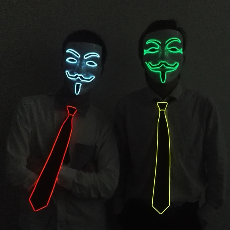 Novelty Lighting Men Neck Tie DJ Night Club Costume Decoration EL Wire Light up Tie LED Flashing Tie Wedding Supplies