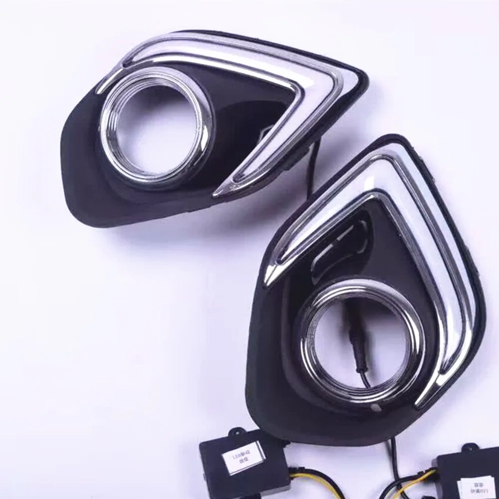 

July King Car Light Guide Daytime Running Lights DRL for Mitsubishi Outlander Sport ASX 2013 2014 2015, Yellow Turn Signals