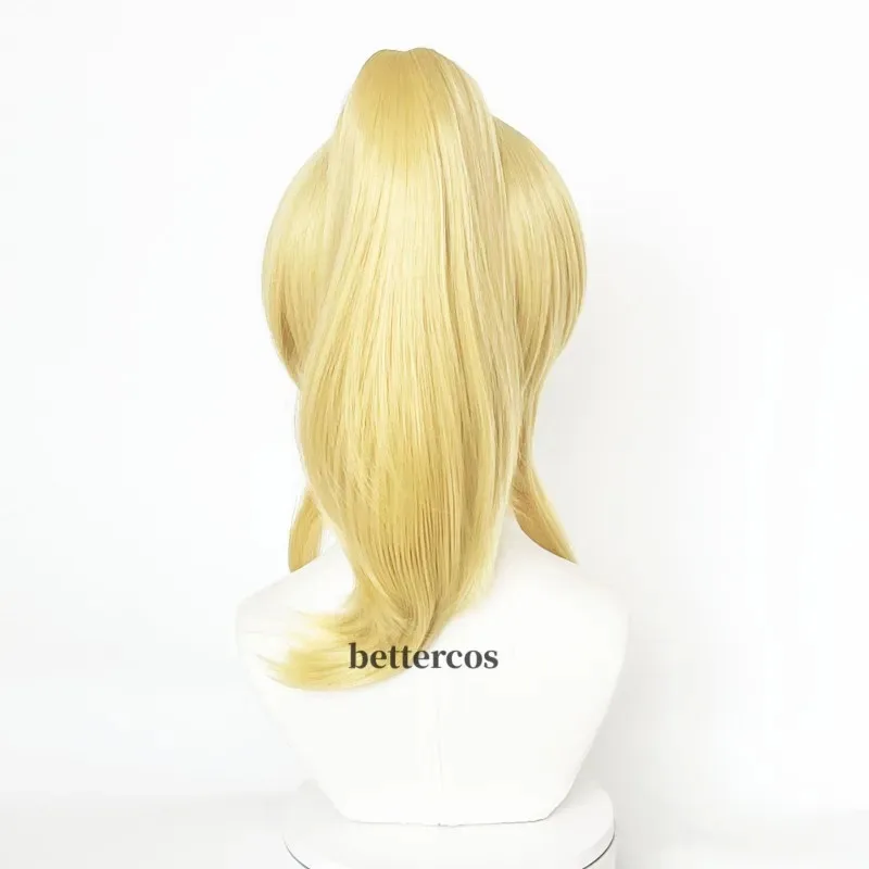 أنيمي لوف لايف! الحب لايف إيلي شعر مستعار تأثيري المرأة الباروكات الذهبية مع ذيل حصان إيلي Ayase الباروكات مقاومة للحرارة الاصطناعية خصلات الشعر المستعار #6