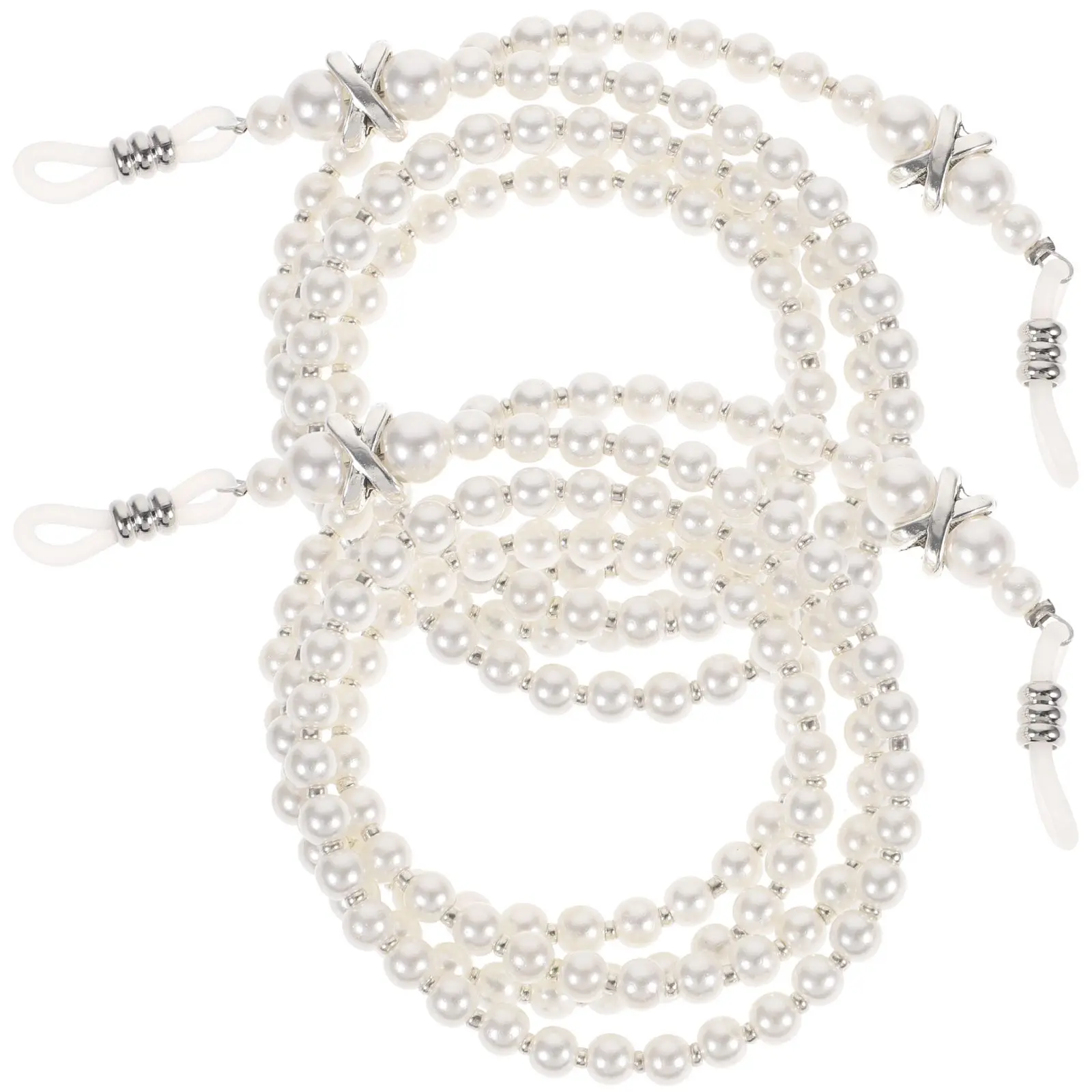 

2Pcs Anti-Slip Pearl Chains Eyewear Rope Eyeglasses Strap Accessories Lanyard White Glasses Holder Practical