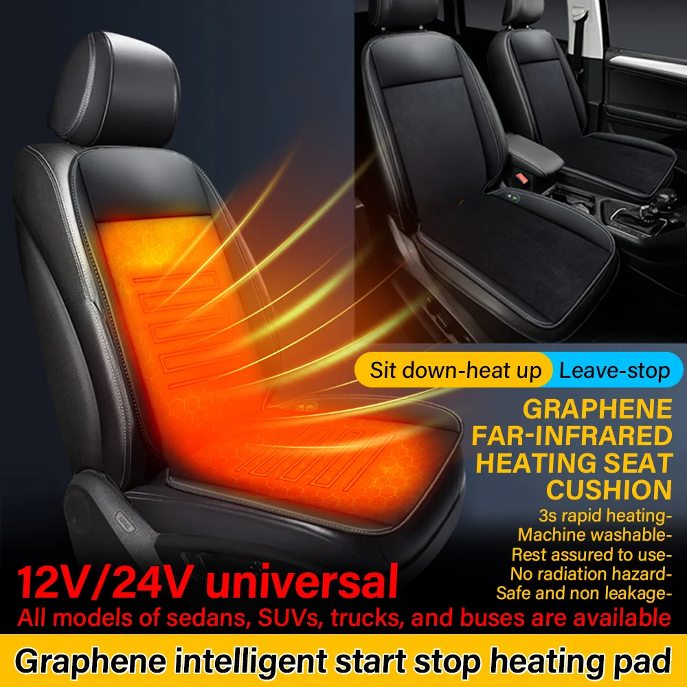 

Warm Granular Velvet Heated Car Seat Covers 12V/24V Wire Car Seat Heating Pad Winter Heated Seat Cushion Auto Accessories