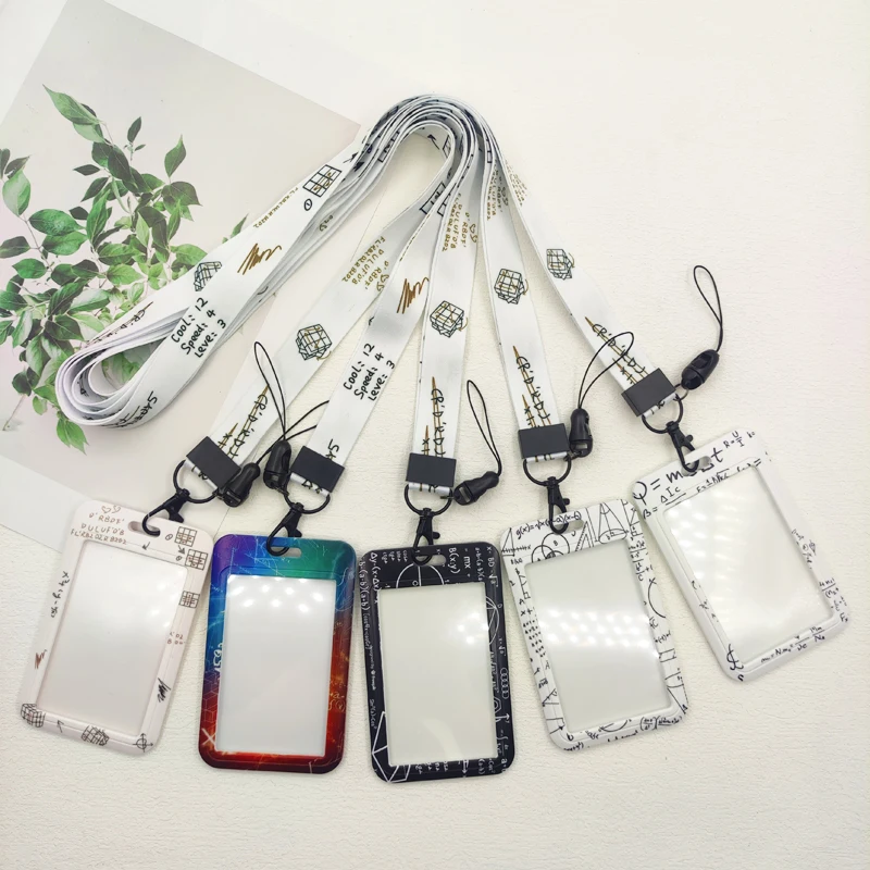 Soporte para tarjeta de identificación de juego de matemáticas, cordones, porta de ecuación, tarjeteros, correa para el cuello, llavero entusiasta del cubo de Rubik, credencial