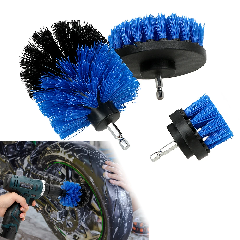 Bristle Brush For Motorcycle Washer Polisher Drill Scrubber Tire Wheel Detailing Cleaning Wash Tools Motorcycle Car Accessories