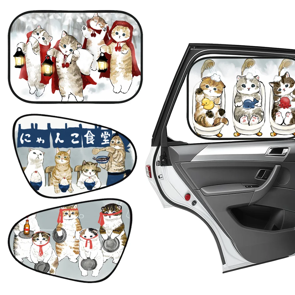 Funny Cat 1PCS Car Electrostatic Sunshade UV Protector Self Adhesive Car Side Window Sun Visor Protection Film