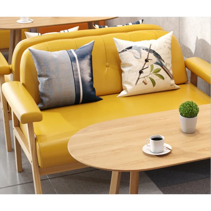 Conjunto de muebles de restaurante moderno para ocio y cafetería, silla de comedor de cuero PU sólido, mesa de comedor cuadrada, cafetería