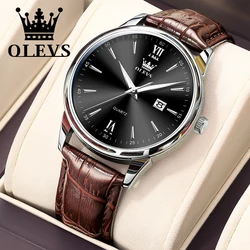 OLEVS Original Waterproof Casual Quartz Mens Watch Fashion Trend Wrist Watch Men Best Selling  Leather Strap Classic Male Watch