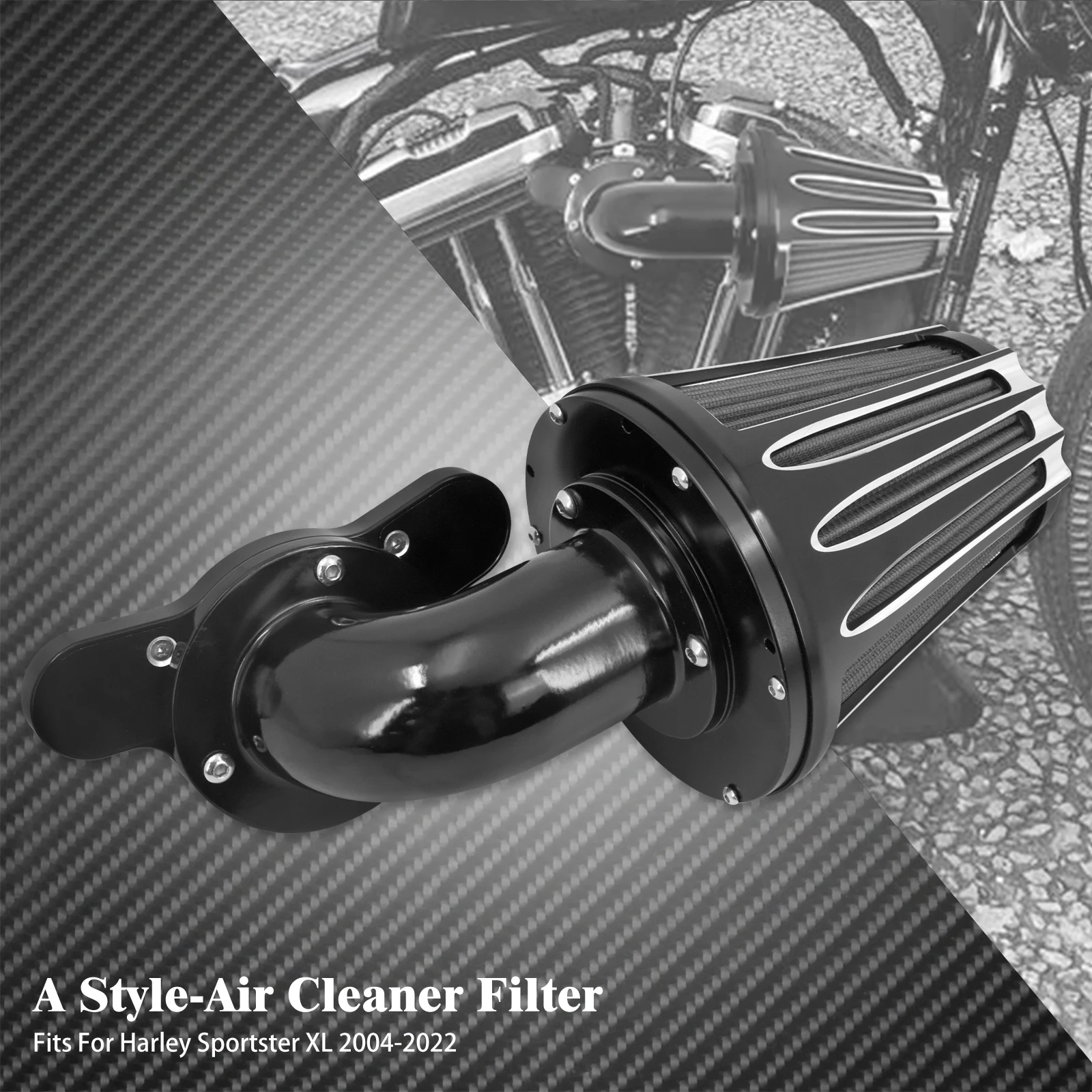 Motorrad Schwarz Luftfilter Intake Reiniger Für Harley Dyna Sportster XL883 1200 48 Touring Softail Breakout Fat Boy Street Glide