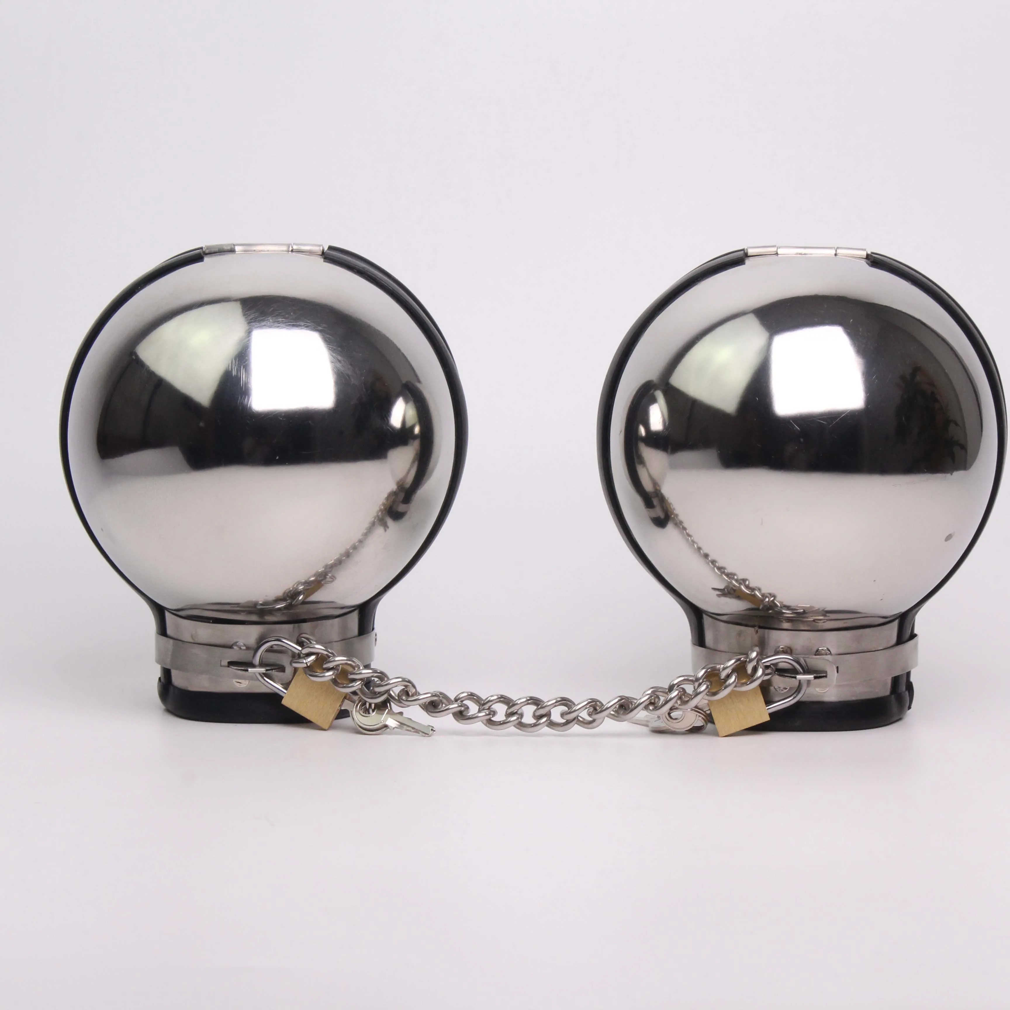 Metal Round Ball Handcuffs Chastity Bra Multi Colors Lockable Fist Mitts Restraint Sex Slave Adult Sex Toys for Male Female BDSM