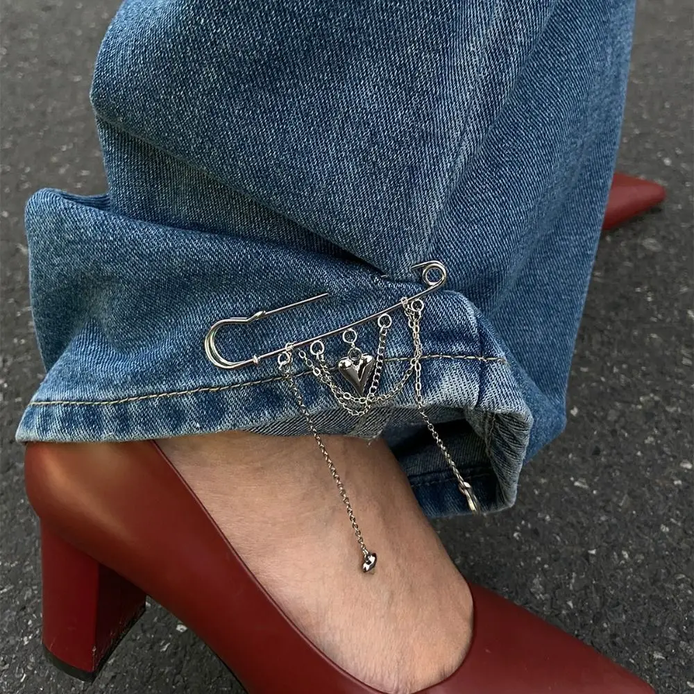 

Heart Pearl Bow Brooch Detachable Button Clasps Fixed Clothes Pin Button Tightener Pearl Jean Fit Tighten Buckle