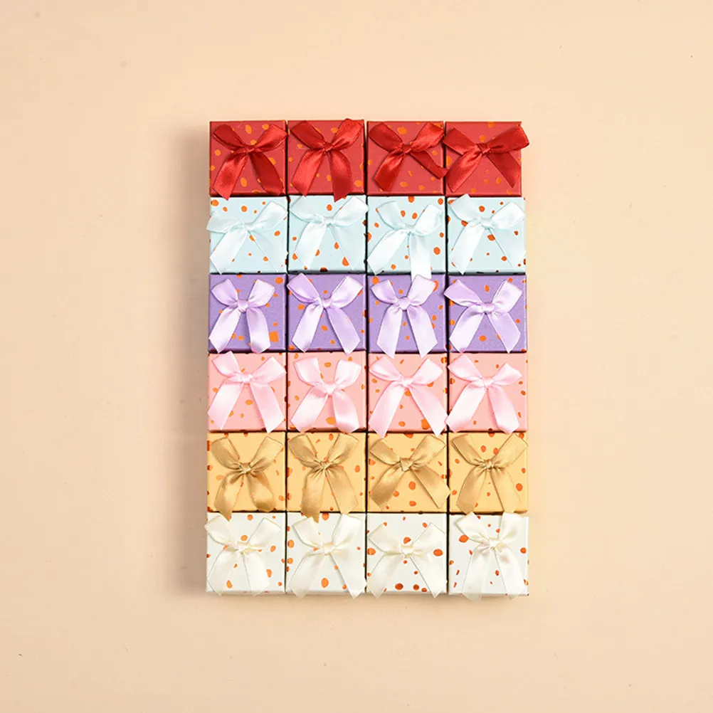 10Pcs Stylish Bowknot Present Box Premium Jewelry Storage Case for Rings Ear Studs Gifts Dust Proof Scratch Resistant Compact