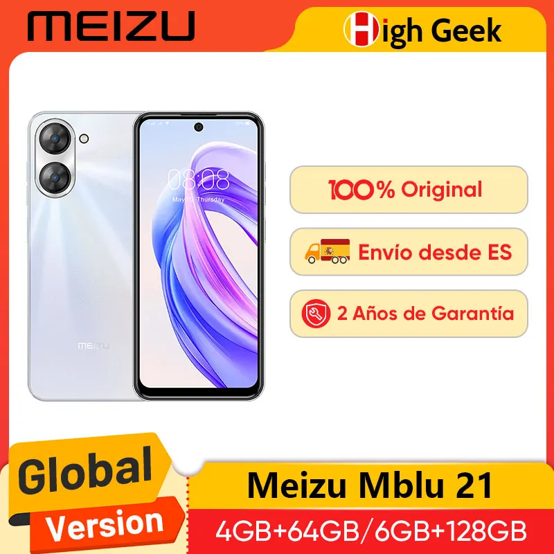 Global Version Meizu Mblu 21 Smartphone 13MP Rear Camera 4900mAh Battery 6.79inches 90Hz Display UNISOC T606 CPU