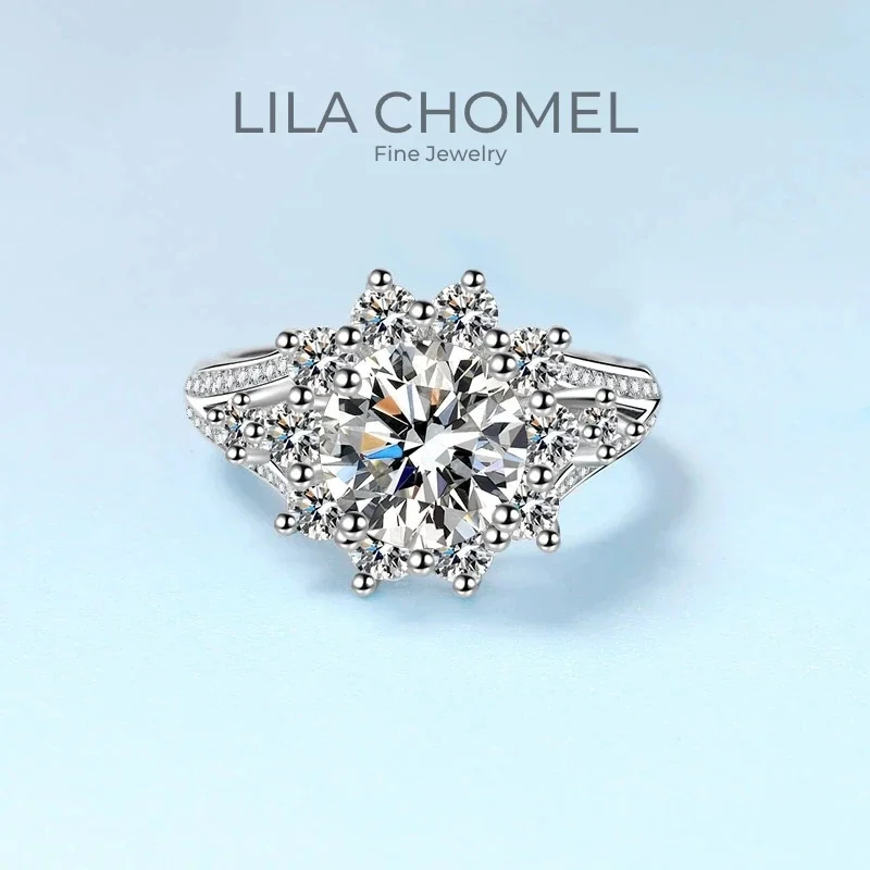 

Girlfriend Valentine's Day Platinum PT950 Christmas Gift Rings 3CT VVS1 D Color Moissanite Diamond Wedding Band Women Birthday