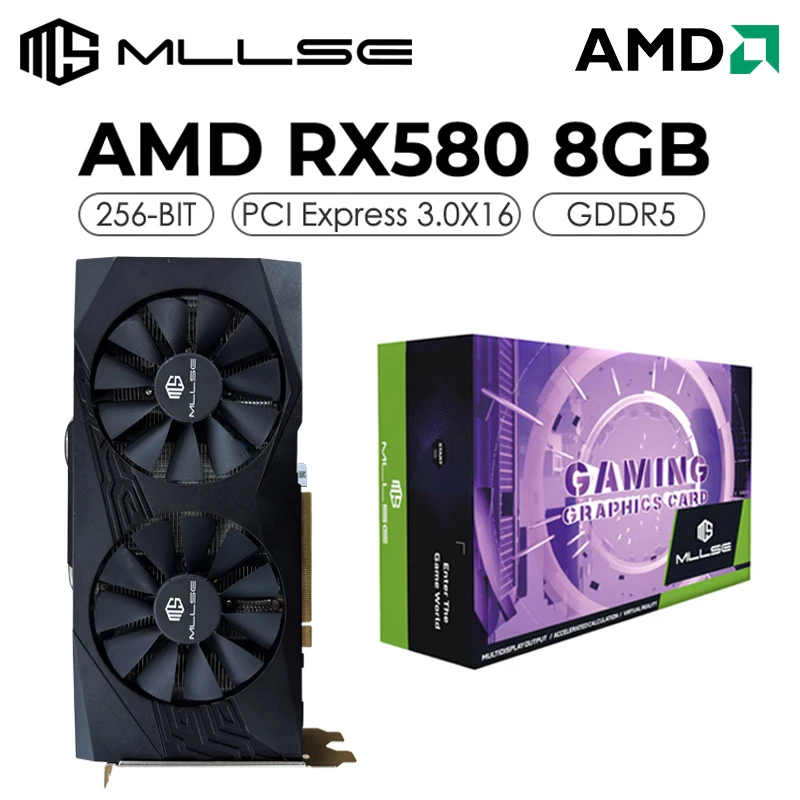 Cheapest MLLSE Graphics Card AMD Radeon RX 580 8GB 2048SP Placa De Video GDDR5 256-bit PCI Express 3.0 ×16 Desktops Gaming GPU