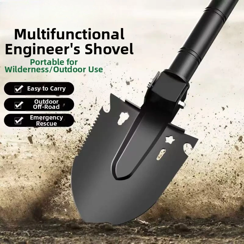Multifunction Folding Survival Shovel Portable Engineer Shovel for Disaster Recovery Car Emergency Camping Digging and Gardening
