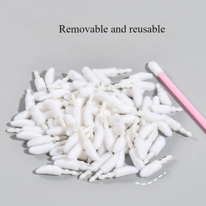 口紅、植毛リップグロス、メイクアップブラシ用のリップブラシヘッド100個入り1個。