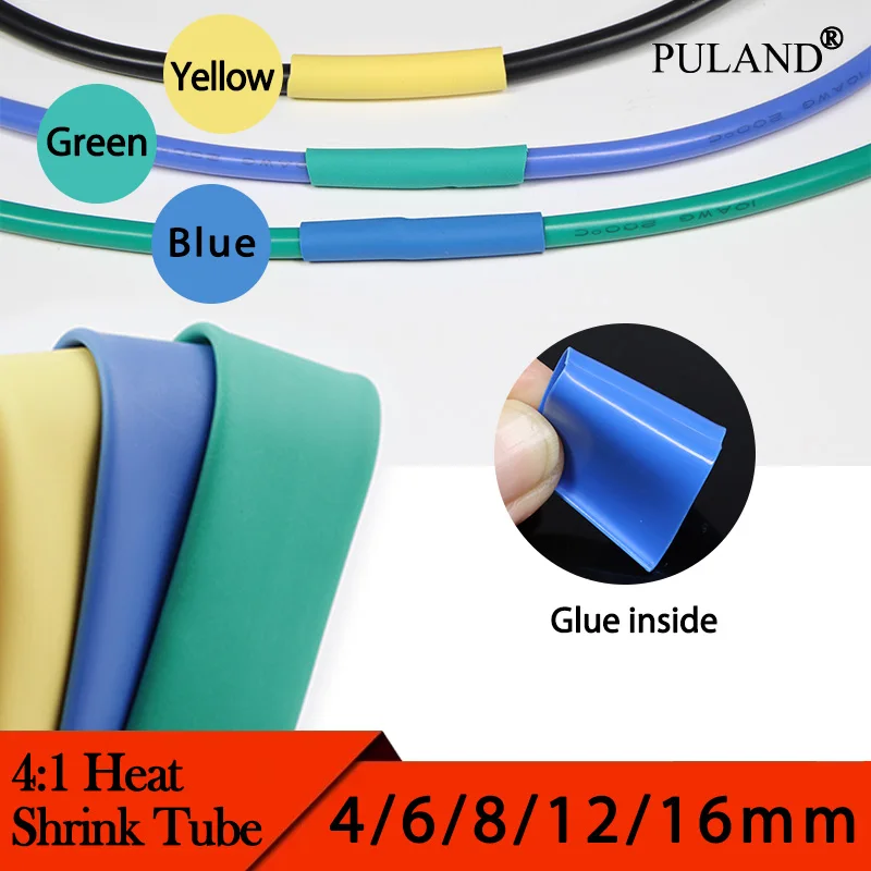 

4:1 Glued Heat Shrink Tube Diameter 4/6/8/12/16mm Polyolefin Adhesive Wire Cable Repair Wrap Sleeve Dual Wall Tubing 1~10 Meters