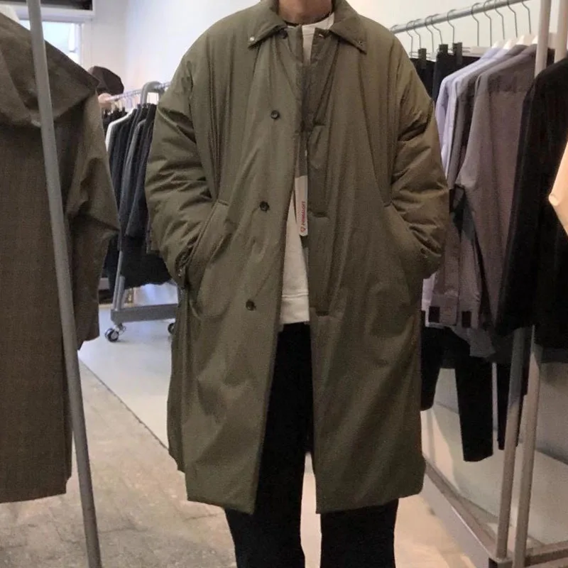 N.HOOLYWOOD Japanese Retro Loose Trend New Sherry Cotton Thickened Jacket Men Long Parka Coat