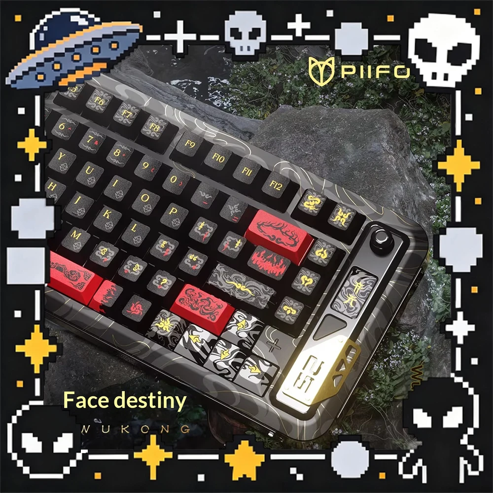 PIIFOX KC-WUKONG PC Keycaps Thermal Sublimation Personality Sublimation Keyboard Keycaps PBT Original Transparent PC Accessories