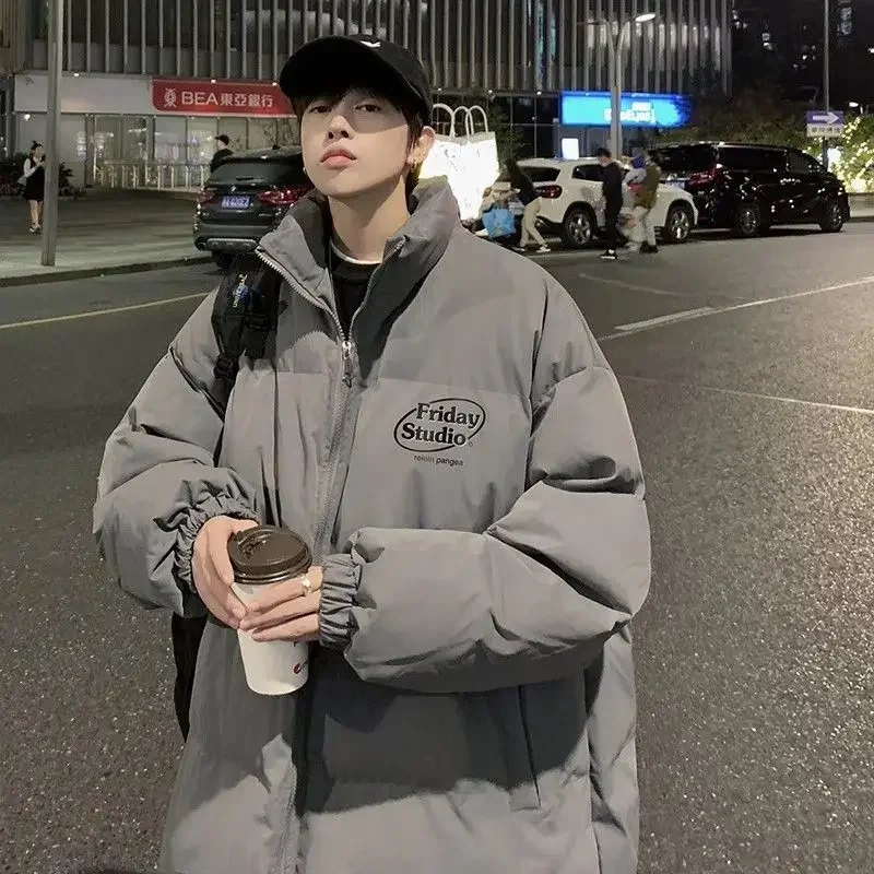 Winter Coats Men Long Sleeve Puffer Jackets Cotton Jacket Parkas Warm Casual Loose Stand Collar Bakery Snowsuit High-quality