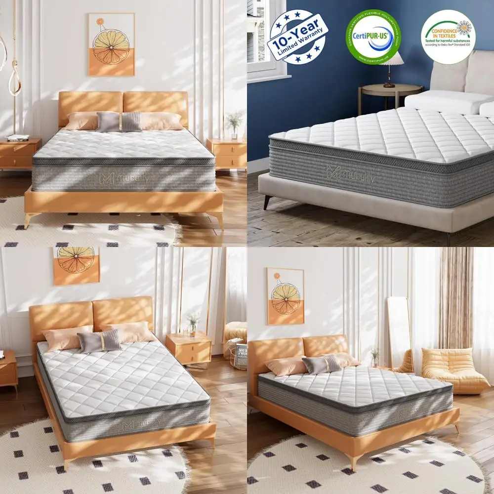 مرتبة إسفنجية هجينة مقاس 12 بوصة مع نوابض جيب واحدة لتخفيف الضغط ودعم آلام الظهر